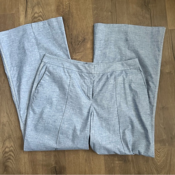 Lafayette 148 New York Blue Cotton Blend Wide-Leg High-Rise Pants - Size 14 - Picture 3 of 10